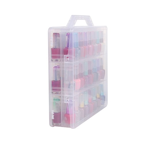 Portable Clear Double Side Nail Polish Organizer Holder Up to 48 Bottle