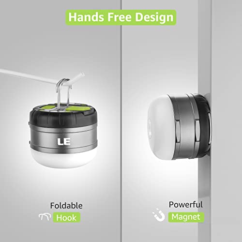 LE LED Camping Lantern Rechargeable, 310LM, 5 Light Modes, Power Bank
