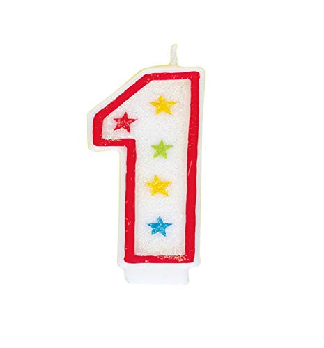 Glitter Number 1 Birthday Candle & Happy Birthday Cake Topper
