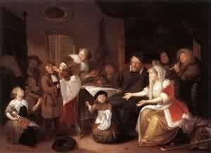 GFM Painting Handmade Oil Painting Reproductions of St. Nicholas Eve 1685,Oil Painting by Richard Brakenburg - 60 By 84 inches