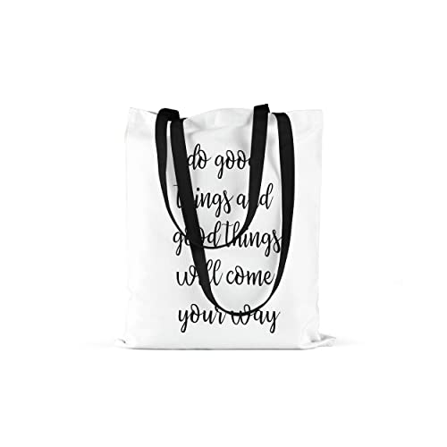 Le Jardin du Lin Bedruckte Einkaufstasche mit Zwei Schwarz Langen Henkeln, Tasche, Faltbar, Stofftasche mit Zwei Langen Henkeln, Größe: 48x55 Cm