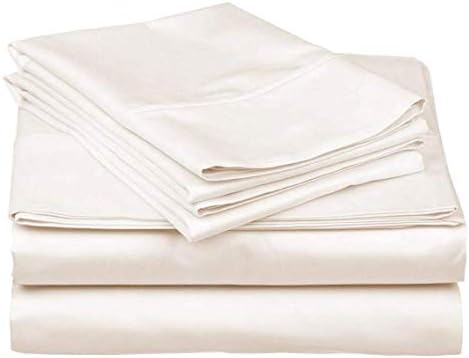 Bedding Overseas 800-Thread-Count 100% Cotton,3 Piece Fitted Twin Size Ivory Fitted Sheet, Long Staple Cotton, Sateen Weave for Soft and Silky, Fits Mattress Upto 18'' Deep Pocket