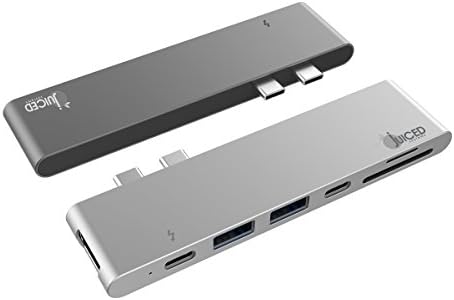 UltraHUB USB-C Macbook Pro Thunderbolt 3 HDMI Multiport Adapter SD | Micro SD | HDMI | 2x USB-C | 2x USB 3.0 (Silver)
