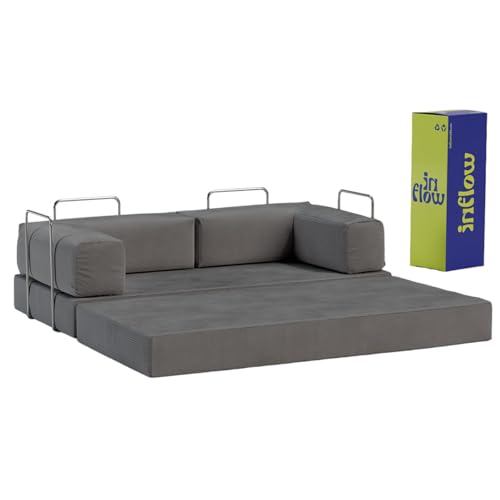 Sofá Cama Flowin Modular Cotelê Cinza Inflow | Retrátil, Vai Na Caixa
