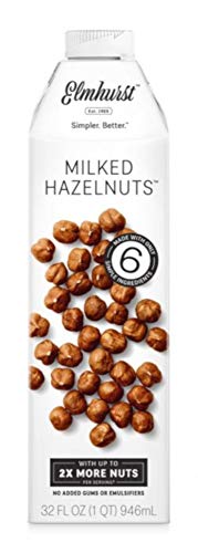 Elmhurst Milked - Hazelnut Milk - 32 Fluid Ounces (Pack of 2) Only 6 Ingredients, 4X the Protein, Non Dairy, Keto Friendly, No Added Gums or Elmulsifiers, Vegan