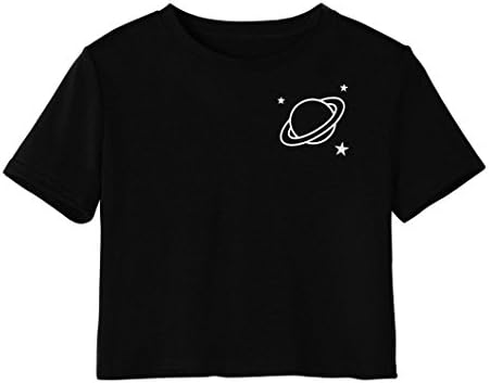 Morwind T - Shirt Women Women Short Sleeve Planet Striped Casual T Shirt O Neck Tops Summer Blouse for Women Crop Top Womens