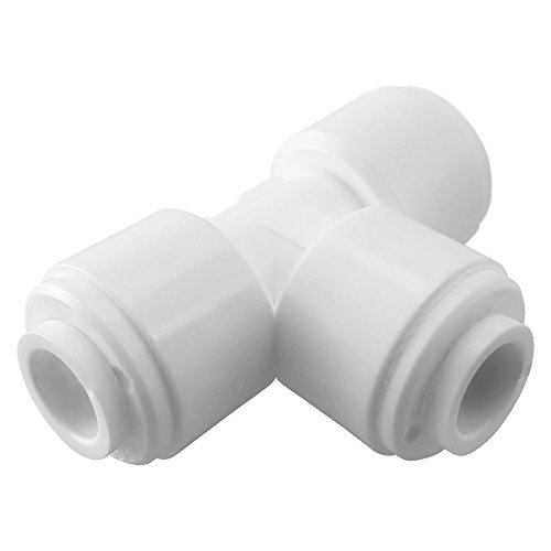 PureSec 2017 UTA14X3 mini white plastic quick fitting union tee connector for tubing OD 1/4"in RO system refrigerator ice maker coffee machine (Pack of 10) - Thumbnail 2