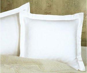 800-Thread-Count SC - Collection Bed-RoomS 2PC - Euro Size Decorative Pillow Cover Tailored Poplin Euro Pillow Sham, White - Solid