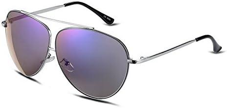 Men Aviator Sunglasses Mirrored Lenses Metal Frame VIVIC (Purple)