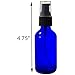 JUVITUS Cobalt Blue Glass Boston Round Treatment Black Pump Bottle - 2 oz (2 Pack)