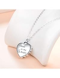 WINNICACA - Collar de urna de plata de ley 925 para cenizas para siempre en mi corazón, urnas de cremación, joyas con embudo