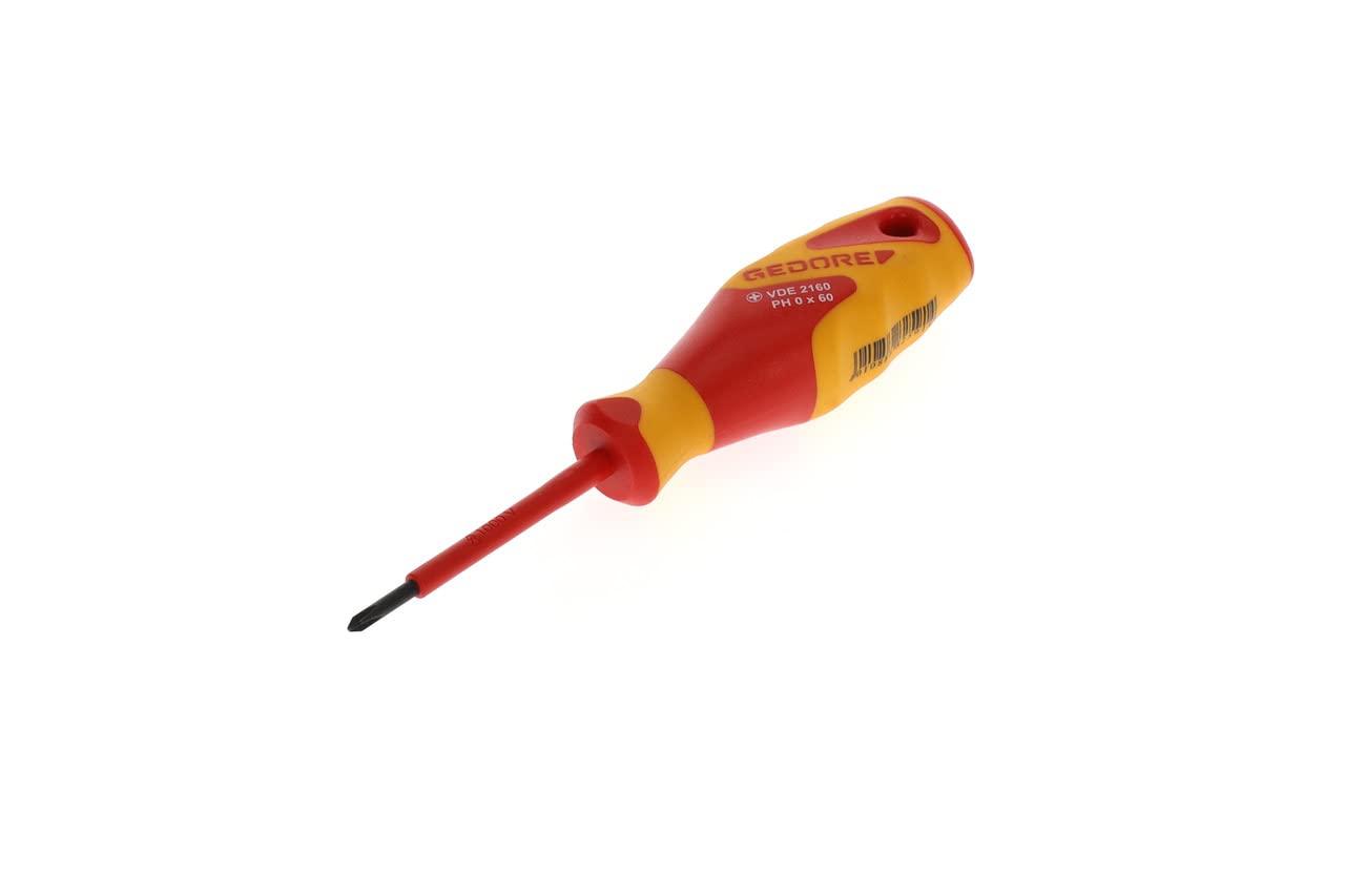 GEDORE VDE Screwdriver Phillips PH0, Screwdriver 1000 V insulated, Length 145 mm, Tool, VDE 2160 PH 0, Steel