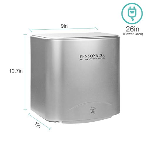 PowerPress 2001 Super Quiet Automatic Electric Hand Dryer Commercial High Speed 95m/s, Silver, Instant Heat & Dry - Thumbnail 2