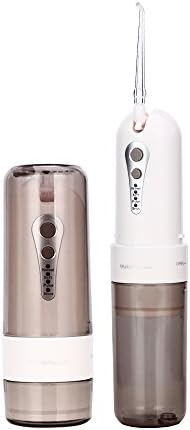 Waterproof Electric Water Flosser for Teeth Cleaning, Collapsible Dental Oral Irrigator, ReL,USB Cordless Rechargeable Water Floss Pick with 5 Nozzle for Travel Home Grey