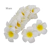 TangTanger 50 Pcs Hawaiian Foam Artificial Plumeria Hawaiian Flower Petals for Wedding Party Decoration