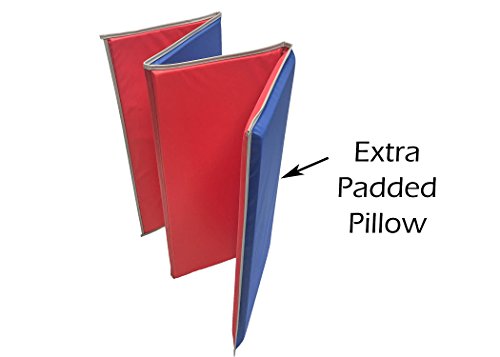 KinderMat Basic Rest Mat, 5/8 Inch Thick, Gray Binding with Pillow, Red/Blue Color Combination