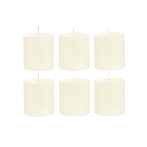 Mega Candles 6 pcs Unscented Ivory Round Pillar Candle | Hand Poured Premium Wax Candles 3
