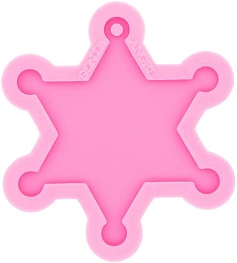 Mixed Media - Shiny Police Badge Sign Symbol Keychain Silicone Mold with Hole for DIY Luggage Tag Earrings Fondant Mold Candy Desserts Pendant Crystal Trinket Cake Decoration Gum Paste Pudding Jelly Shots