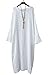 Soojun Women's Casual Cotton Linen Long Dress with Batwing Sleeve, Style 1:white, One Size