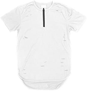 Cloak and Dagger Men's Zipper Collar Ripped Tee White Small