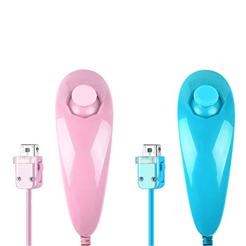Poulep 2 Packs Gesture Controller and Nunchuck Joystick with Silicone Case for Nintendo Wii Wii U Gamepad Console (Pink and Blue)