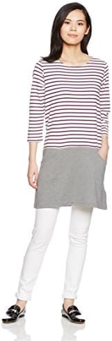Amazon セシール Cecile 配色ボーダーチュニック 7分袖 Nb 3866 792 H L ワンピース チュニック 通販