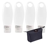 FullPlus Silicone Travel Bottle Set 3.3 Oz 4 Pack TSA Approved Carry On Shampoo Conditioner Bottle Leak Proof Design BPA Free with Cosmetics Bag