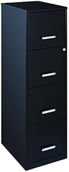 Amazon Com 18 Deep Light Duty 4 Drawer Metal Letter File Cabinet In Black Office Products