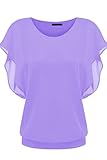 Zeagoo Women's Loose Casual Short Sleeve Chiffon Top T-shirt Blouse, Light Purple, Large