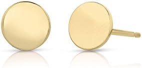 Disc Stud Earrings 14k Solid Yellow Gold - Engraving Optional