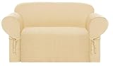 Solid Heavy-duty Jacquard Fabric Loveseat Cover Slipcover, Wheat