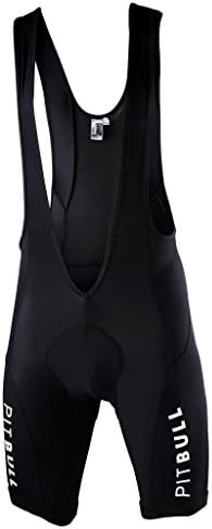 Pitbull MTB Road Cycling Bib Front Shorts Pants 3D Padded Cycle Tights Pants Biking Gear - black - S