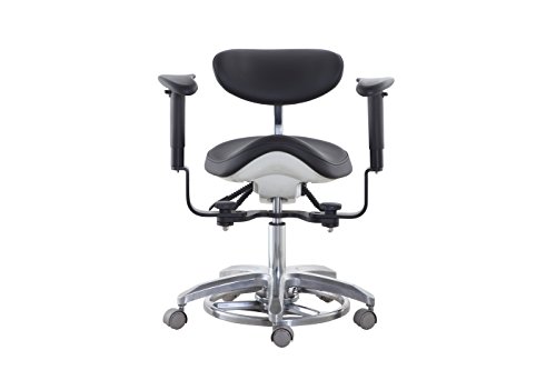 BONEW Medical Dental Chair Microscope Saddle Stool Foot Controlled/Pedal Base PU Leather SDS-FC1