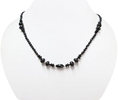 Black Spinel Round Beads Necklace Strand Sterling Silver August Birthday Jewelry Gift for her