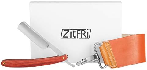 Straight Razors for Men, Straight Edge Razor Kit - Sharp Stainless Steel Blade with Leather Strop + Premium Rosewood Handle