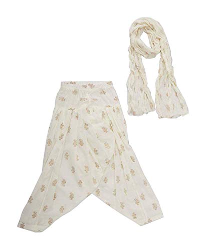 By FBB Girls Gold Print Patiala and Dupatta Set (Off-White, 3-4 Years)