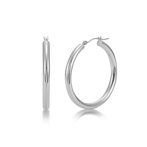 KEZEFSolid 14K Gold Hoop Earrings - 3mm Tube Hoop Gold Earrings for Women - 16-40mm 14K Gold Earrings - Real Gold Hoops with High Polish - Classic Hoops in Yellow & White Gold