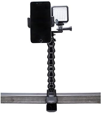 Livestream Gear - Desk Clamp Setup with Dimmable LED Light for Live Stream, Videos, or YouTube. Fits Larger Sized Devices, and Dimmable LED Light to Adjust Brightness. (Clamp w/Lg. Holder)