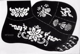 5pc JENNAH RIGHT FOOT Indian Arabian Tattoo Reusable Stencils Stickers To Draw Around By LAMINAU