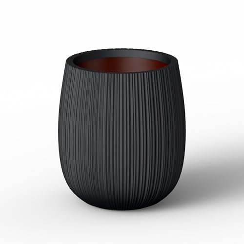 Kante 12.6" Dia x 14.6" H Round Concrete Planter, Streamlined Fluted Large Plan…