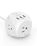 Anker PowerPort Cube USB Power Strip with 3 Outlets and 3 USB Ports, Portable Design, 5 ft Extension Cord, Overload Protection for iPhone XS/XR, Compact for Travel, Cruise Ship and Office