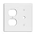 Leviton 88078 2-Gang 1-Duplex 1-Telephone/Cable .406 Device Combination Wallplate, Thermoset, Strap Mount, White primary