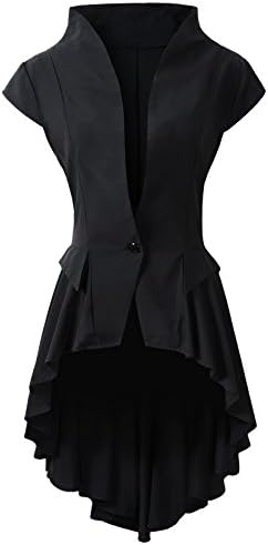 DarcChicWomens Gothic Steampunk Tail Vamp Long Victorian Waterfall Waistcoat Jacket Top