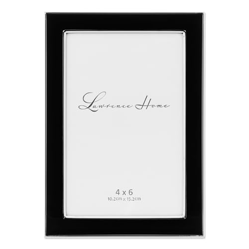 Lawrence Frames 586046 Silver Plated 4x6 Metal with Black Enamel Picture Frame