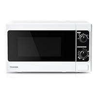 TOSHIBA 20 Liter 800W Manual Control Solo Small Microwave, Compact with 5 Power Levels, Automatic Defrost Function, Perfect for 9'' pizza, Clock and Timer, Easy Clean, White- MM-MM20P(WH)