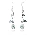 925 Sterling Silver White Mother of Pearl Shiva Eye Shell Flower Long Drop Dangle Earrings