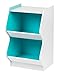 IRIS USA KSBS-2BLU 2 Tier Curved Edge Storage Shelf, 2 Shelves, White/Blue