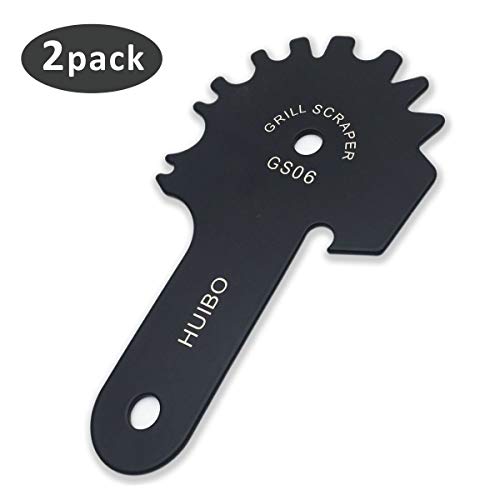 2 Pack Grill Scraper BBQ Cleaner Barbecue Stainless Steel Universal Effective Quick Tool Long Handle With Bottle Opener Griddle Cleaner Include S-Hook Black