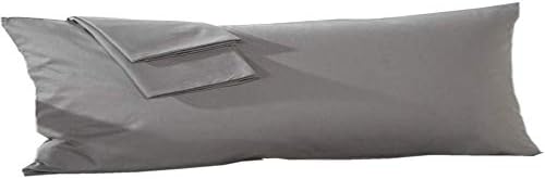 YAROO Envelope Body Pillow Cases,100% Egyptian Cotton 300 Thread Count,Envelope Closed,No Zipper,1 Piece,Fits 20 x 54 Body Pillows,Gray.