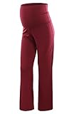 Jinson Women's Maternity Wide/Straight Versatile Comfy Palazzo Lounge Pants Stretch Pregnancy Trousers